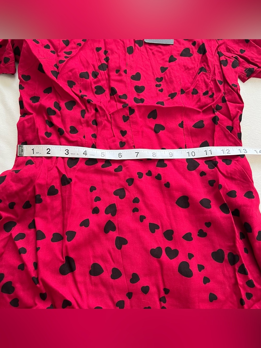 Short sleeve heart red dress lightweight summer romantic feminine - Picture 5 of 7